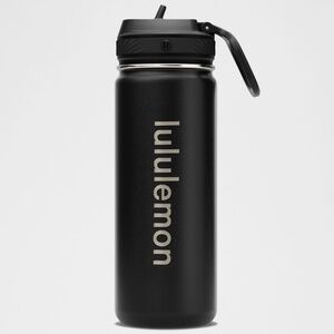 Lululemon Back to Life Sport Bottle, 18oz, Straw Lid, Black